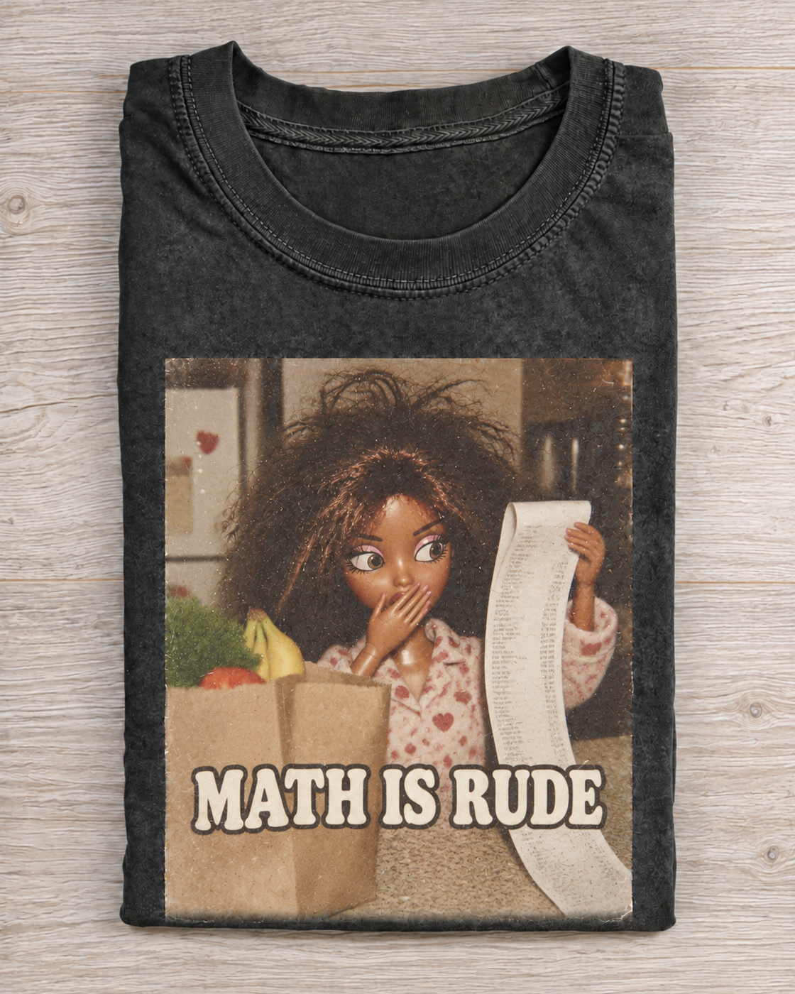 Black Washed Doll Math Is Rude Graphic Tee