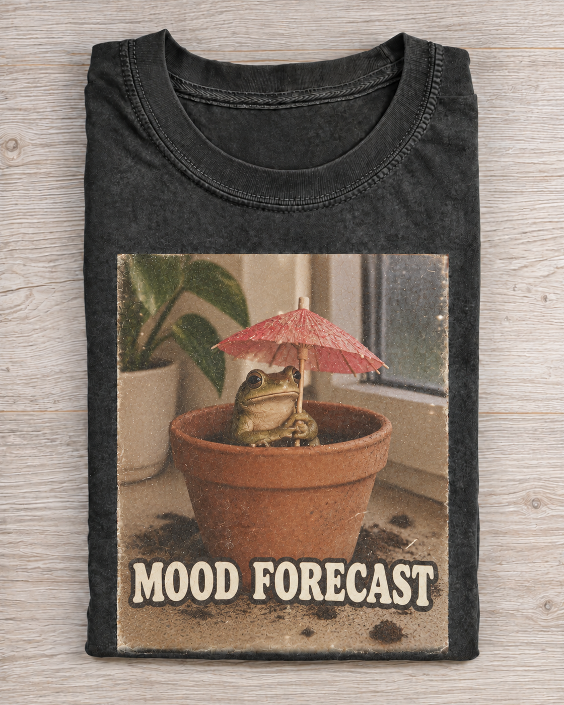 Black Washed Frog Mood Forecast Graphic Tee