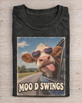 Black Washed Cow Moo D Swings Graphic Tee