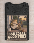 Black Washed Frog Bad Ideas Good Vibes Graphic Tee