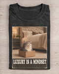 Black Washed Cat Luxury Is A Mindset Graphic Tee