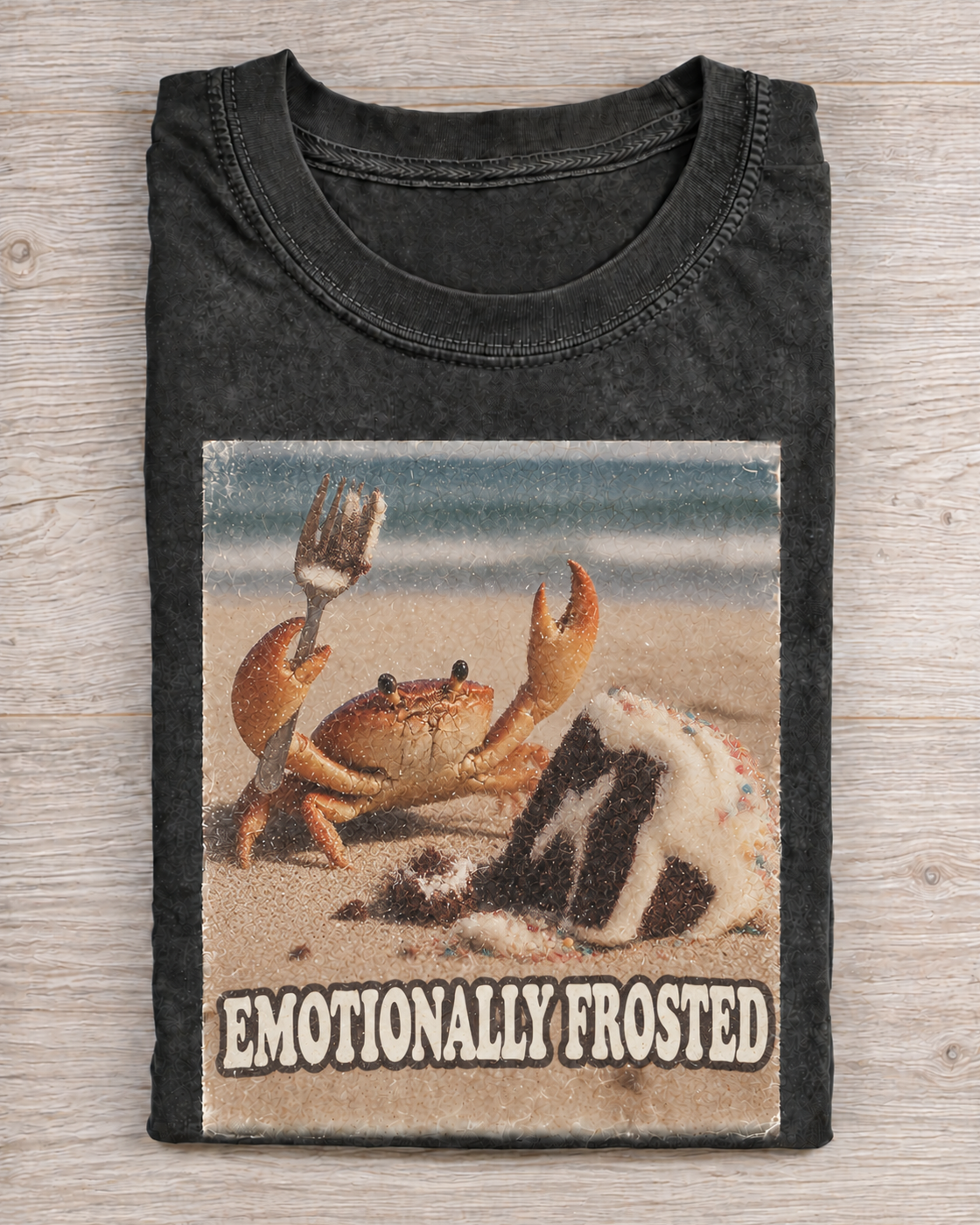 Black Washed Crab Emotionally Frosted Graphic Tee