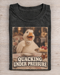 Black Washed Duck Quacking Under Pressure Graphic Tee