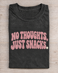 Black Washed No Thoughts Just Snacks Graphic Tee