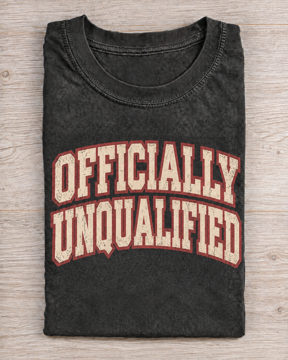 Black Washed Officially Unqualified Graphic Tee