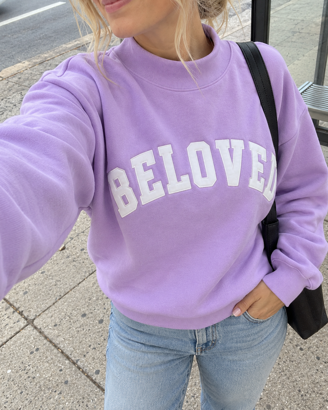 Lilac Beloved Graphic Crewneck Sweatshirt