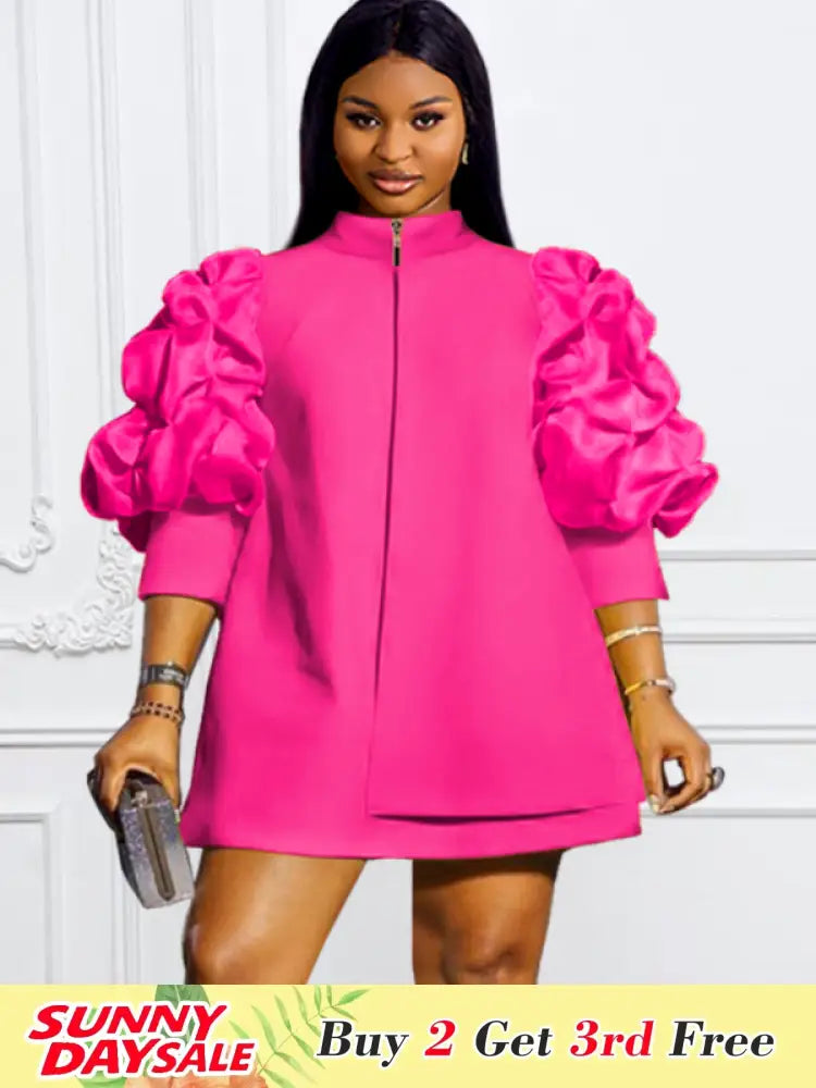 Plus Size Mini Dresses Loose Casual Ladies