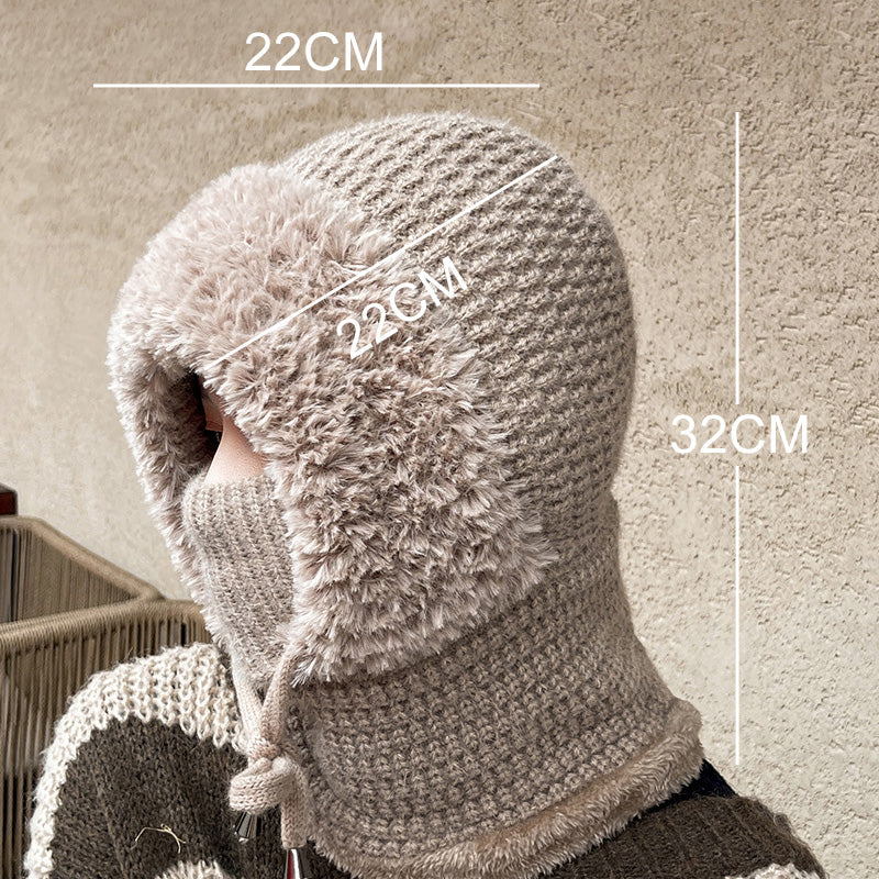 Women's Winter One-Piece Knitted Beanie Scarf Mask 3-in-1 Balaclava