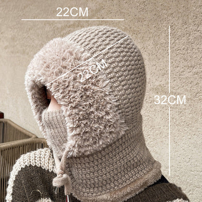 Women's Winter One-Piece Knitted Beanie Scarf Mask 3-in-1 Balaclava