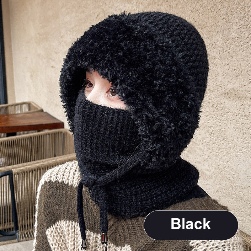 Women's Winter One-Piece Knitted Beanie Scarf Mask 3-in-1 Balaclava