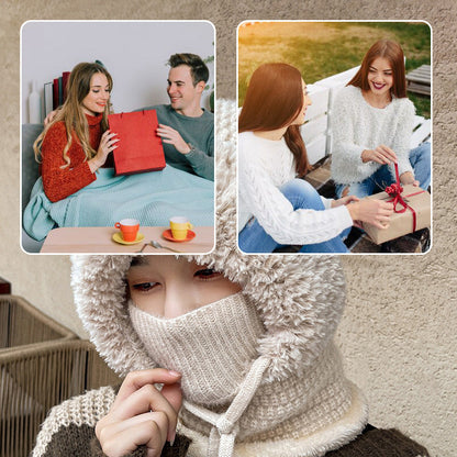 Women's Winter One-Piece Knitted Beanie Scarf Mask 3-in-1 Balaclava