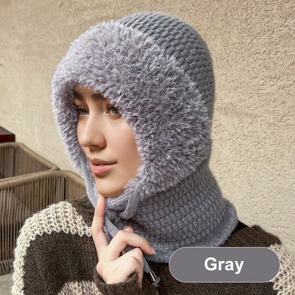 Women's Winter One-Piece Knitted Beanie Scarf Mask 3-in-1 Balaclava