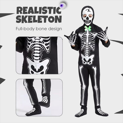 Glow-in-Dark Skeleton Costume - Full-Body LED Illusion for Halloween Parties & Cosplay Events 🎃🔦