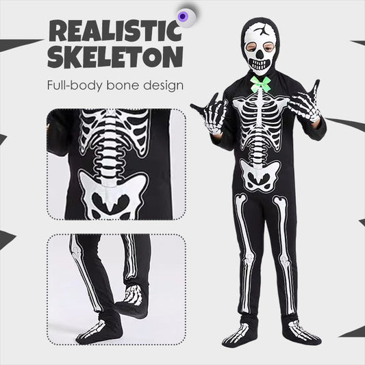 Glow-in-Dark Skeleton Costume - Full-Body LED Illusion for Halloween Parties & Cosplay Events 🎃🔦