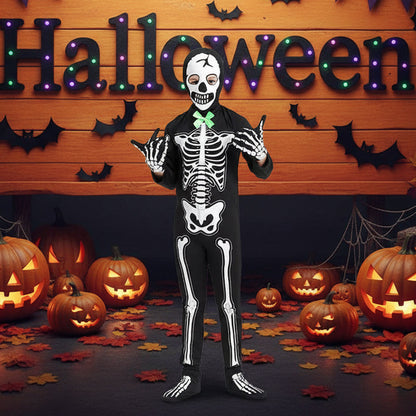 Glow-in-Dark Skeleton Costume - Full-Body LED Illusion for Halloween Parties & Cosplay Events 🎃🔦