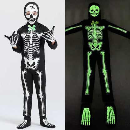Glow-in-Dark Skeleton Costume - Full-Body LED Illusion for Halloween Parties & Cosplay Events 🎃🔦