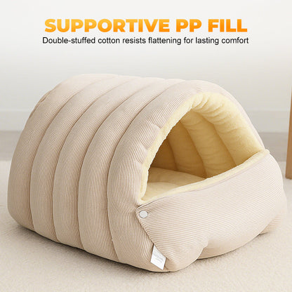 🐈Warmth Cozy Comfort  Plush Pet Cave