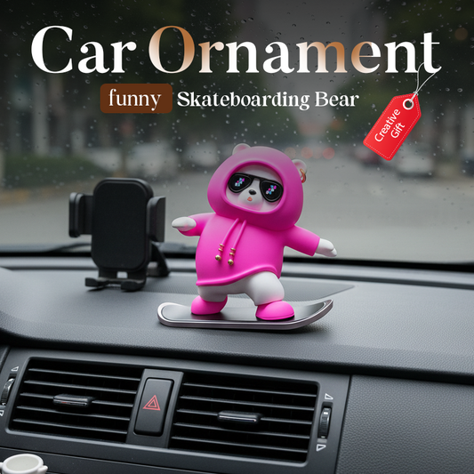Funny Skateboarding Bear Car Ornament