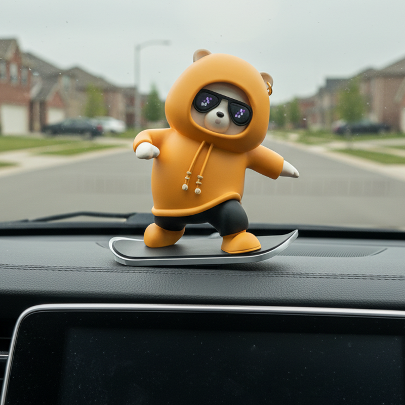 Funny Skateboarding Bear Car Ornament