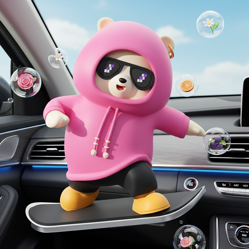 Funny Skateboarding Bear Car Ornament