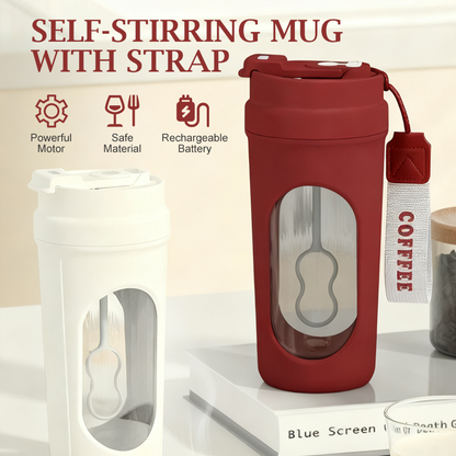 Portable Electric Self-Stirring Mug with Strap