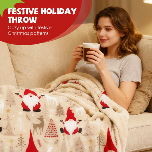 🎁Christmas Theme Printed Flannel Throw Blanket