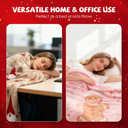 🎁Christmas Theme Printed Flannel Throw Blanket
