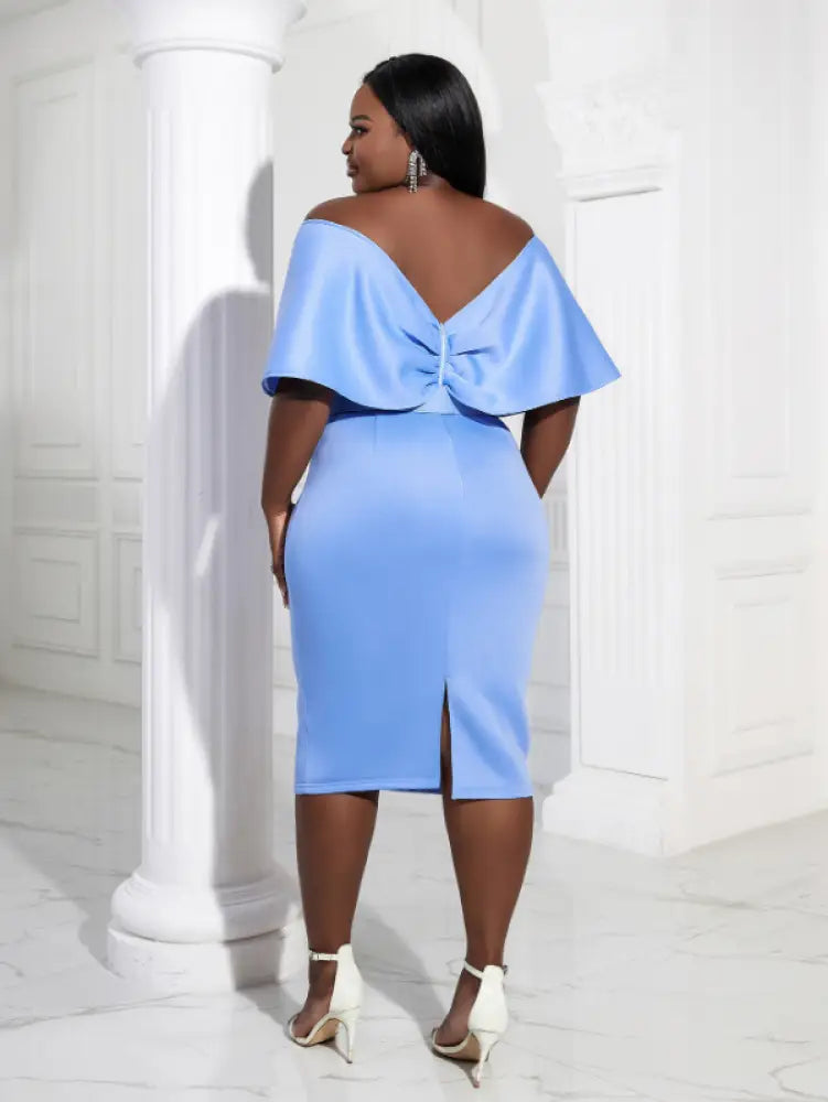 Women Off Shoulder V Neck Party  Dress