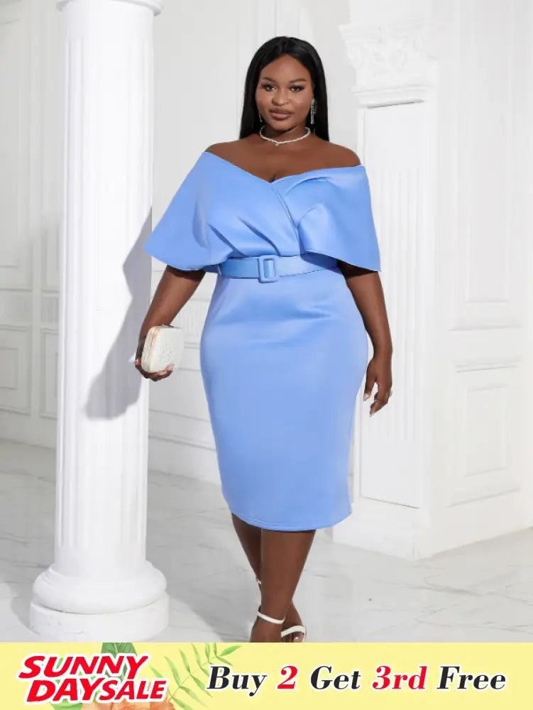 Women Off Shoulder V Neck Party  Dress