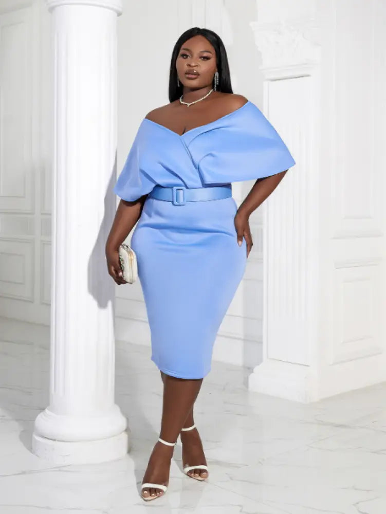 Women Off Shoulder V Neck Party  Dress