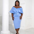 Women Off Shoulder V Neck Party  Dress