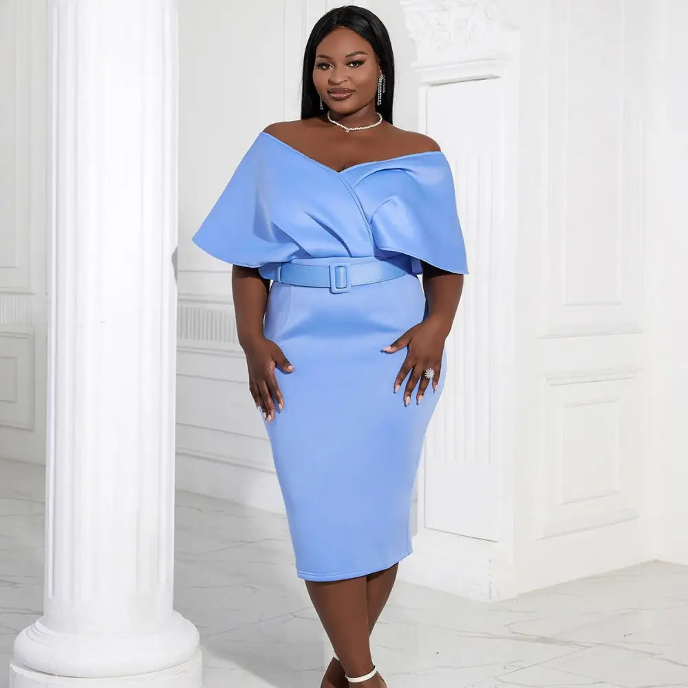 Women Off Shoulder V Neck Party  Dress